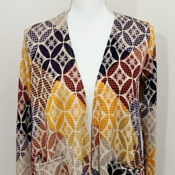 LuLaRoe sarah cardigan duster open front mosaic print - Picture 2 of 6